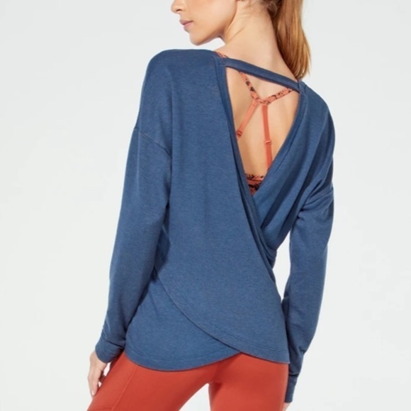 Jessica Simpson Tops - Jessica Simpson blue v neck open back sweatshirt